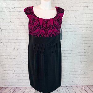 NWT LONDON TIMES WOMAN MAROON & BLACK SLEEVELESS DRESS - 16W